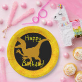 Gold Dinosaur Hide Happy Birthday! Pappteller (Party)