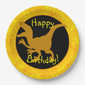 Gold Dinosaur Hide Happy Birthday! Pappteller (Vorderseite)