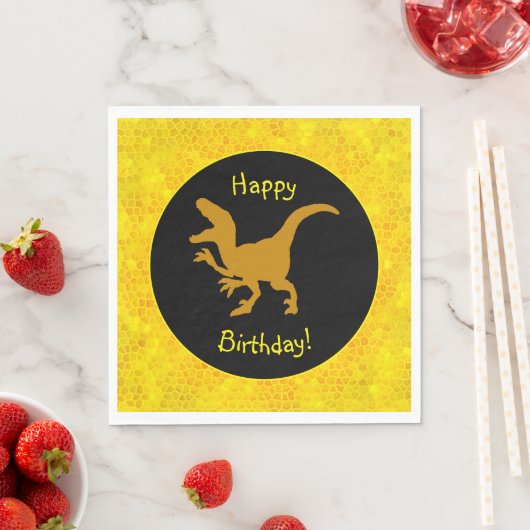 Gold Dinosaur Hide Happy Birthday! Serviette (Beispiel)