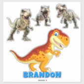 Gold-Dinosaur Personalisierter Name Aufkleber (Blatt)