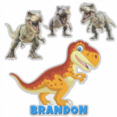 Gold-Dinosaur Personalisierter Name Aufkleber (Vorderseite)
