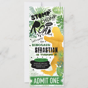 Gold Dinosaurier Geburtstagsparty Einladung