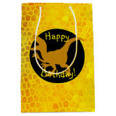 Gold Dinosaurier Hidden Happy Birthday! Mittlere Geschenktüte (Vorderseite)