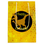 Gold Dinosaurier Hidden Happy Birthday! Mittlere Geschenktüte (Rückseite)