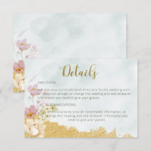 Gold Dipped Floral Wedding Details Card