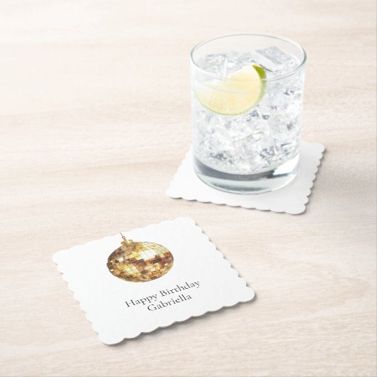 Gold Disco Ball Birthday Untersetzer (Vor Ort)