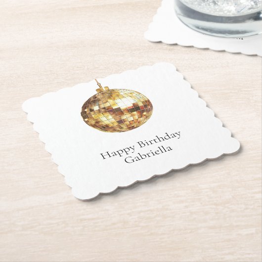 Gold Disco Ball Birthday Untersetzer (angewinkelt)