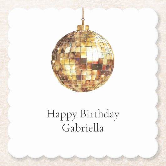 Gold Disco Ball Birthday Untersetzer (Vorderseite)