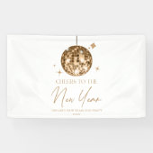 Gold Disco Ball Cheers Silvester Party Banner (Horizontal)