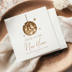 Gold Disco Ball Cheers Silvester Party Serviette