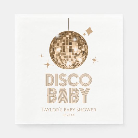Gold Disco Ball 'Disco Baby' Babydusche Serviette (Vorderseite)