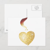 Gold Disco Ball Herz Postkarte (Vorne/Hinten)