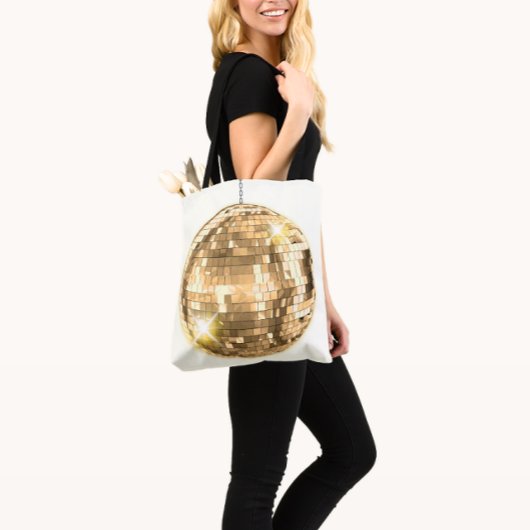 Gold Disco Ball Motif, Retro 70er Theme, Girl Tasche