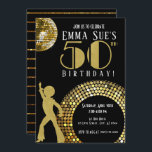 Gold Disco Ball Studio 54 Party 50. Geburtstag Einladung<br><div class="desc">Ich bin stolz auf all meine Entwürfe, wenn Sie Fragen haben, individuelle Änderungen am Design gewollt haben oder gewollt, Dinge zu koordinieren, um zu entsprechen, und benötigen mich, um es zu erstellen, kontaktieren Sie Megan bitte direkt mit Emma Sue Bow-tique unter megan@emmasuebowtique.com . Zazzle bietet nun digitale Dateien an, aber...</div>
