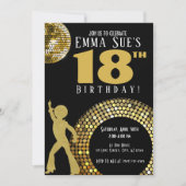 Gold Disco Ball Studio 54 Party jedes Alter Geburt Einladung (Vorderseite)