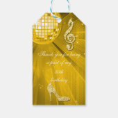 Gold Disco Ball und Heelse 50. Geburtstag Geschenkanhänger (Rückseite)