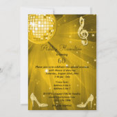 Gold Disco Ball und Heelse 60. Geburtstag Einladung (Rückseite)