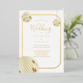 Gold Disco Ball Wedding Folieneinladung (Stehend vorne)
