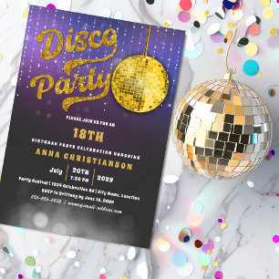 Gold Disco Geburtstagsparty Einladung