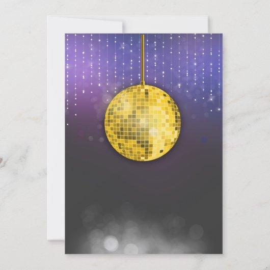 Gold Disco Geburtstagsparty Einladung (Rückseite)