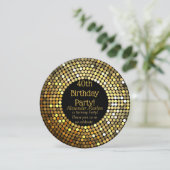 Gold Disco Glitzer Geburtstagsparty Einladung (Stehend Vorderseite)