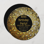 Gold Disco Glitzer Geburtstagsparty Einladung (Vorne/Hinten)
