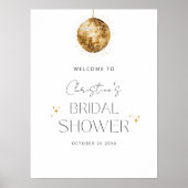 Gold Disco Retro Dancing Brautparty Willkommen Poster (Vorne)