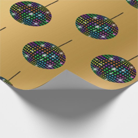 GOLD Discoball BIRTHDAY WEDING WRAP Geschenkpapier (Ecke)