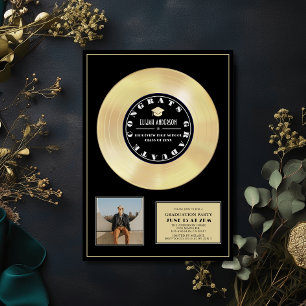 Gold Disk Vinyl Black Plaque Foto Abschluss Einladung