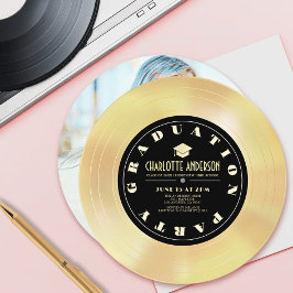 Gold Disk/Vinyl Record Abschluss Foto Einladung