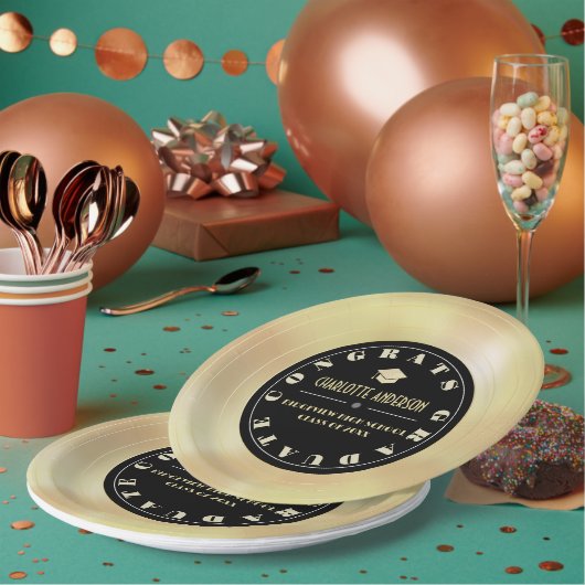 Gold Disk/Vinyl Record-Abschluss Pappteller (Multi)