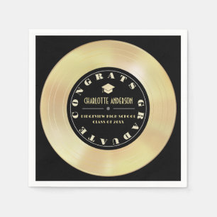 Gold Disk/Vinyl Record Black Abschluss Serviette