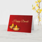 Gold Diyas auf Red Karte (Gelbe Blume)