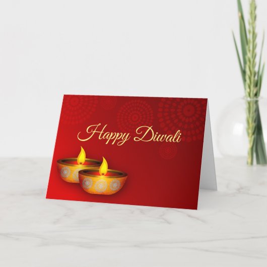 Gold Diyas auf Red Karte (Vorderseite)