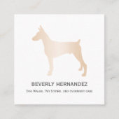 Gold Doberman Dog Walker Trainer Welpe sitzend Quadratische Visitenkarte (Vorderseite)