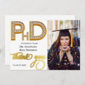 Gold Doctorate PhD Abschluss Foto Vielen Dank Einladung (Vorne/Hinten)