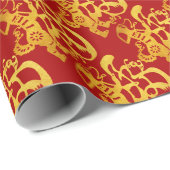 Gold Dog Papercut Chinesisches Neujahr 2018 - Umbr Geschenkpapier (Rolleneckpunkt)