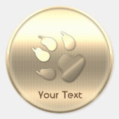 Gold Dog Pet Print, benutzerdefinierbar Text hinzu Runder Aufkleber (Vorderseite)