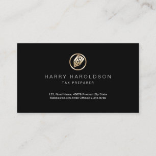 Gold Dollar Pen Icon Tax Preparer Business Card Visitenkarte