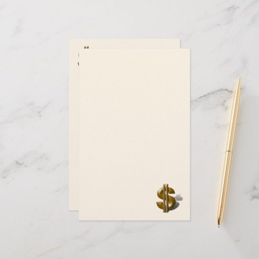 Gold-Dollar-Unterzeichnung Briefpapier (Vorderseite/Rückseite Beispiel)
