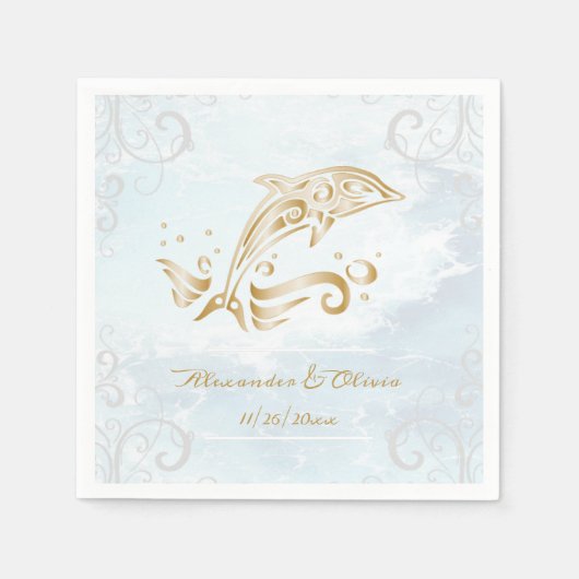 Gold Dolphin Brautparty Napkin Serviette (Vorderseite)