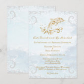 Gold Dolphin Hochzeit Probe Dinner Einladung (Vorne/Hinten)