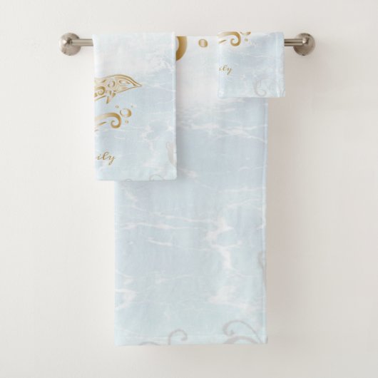 Gold Dolphin Personalisiert Bath Handtuch Set (Insitu)