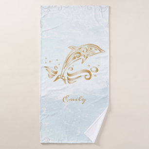 Gold Dolphin Personalisiert Bath Handtuch Set