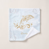 Gold Dolphin Personalisiert Bath Handtuch Set (Waschlappen)