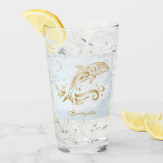 Gold Dolphin Personalisiert Glass Cup Glas