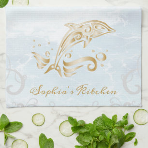 Gold Dolphin Personalisiert Kitchtuch Geschirrtuch