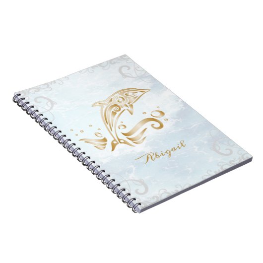 Gold Dolphin-Personalisiert-Notebook Notizblock (Rechte Seite)