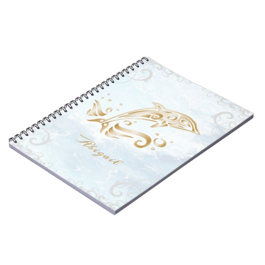 Gold Dolphin-Personalisiert-Notebook Notizblock (Linke Seite)