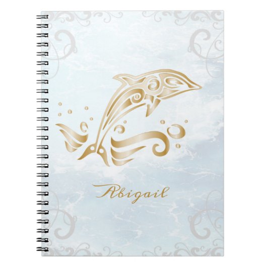 Gold Dolphin-Personalisiert-Notebook Notizblock (Vorderseite)